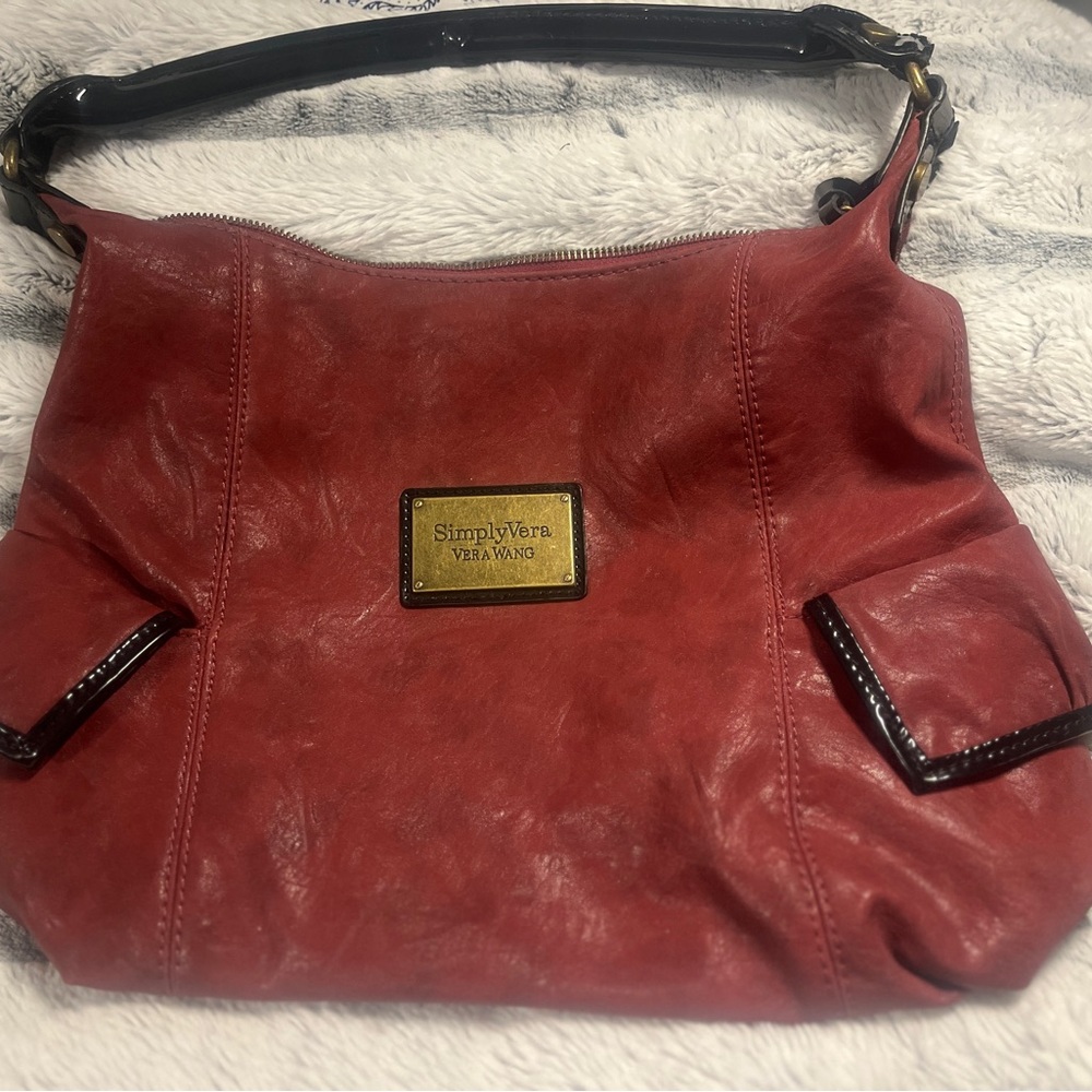 Simply Vera Vera Wang Red Leather Shoulder Bag